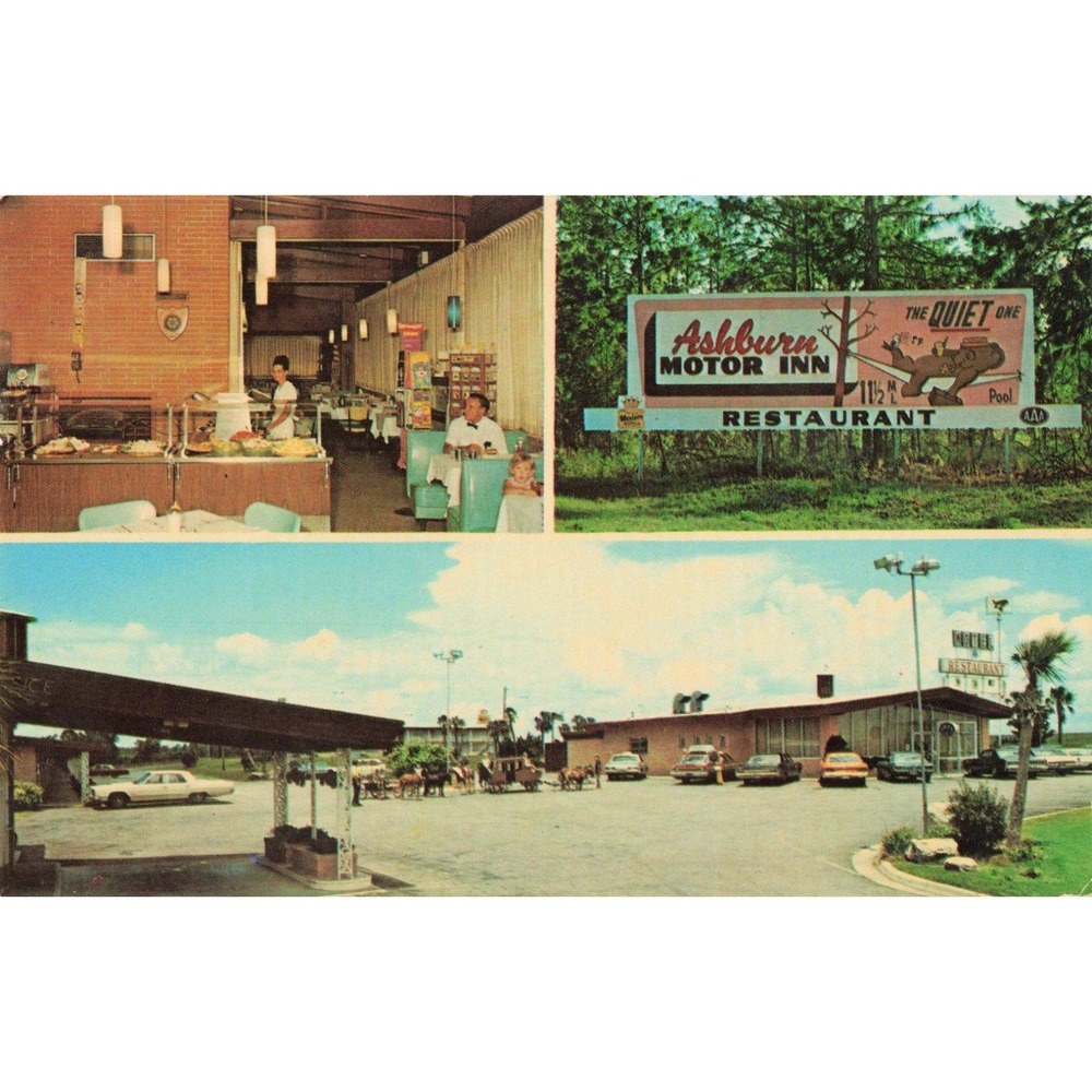 Vintage Ashburn Motor Inn Honeybear Restaurant Georgia Postcard 1972 Postmarked